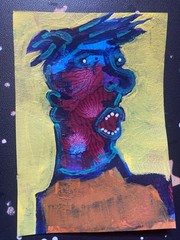 ACEO art card “Flow State Face #13” OOAK Abstract Portrait Acrylic Signed
