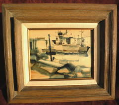 Ritchie Allen Benson 1941-1996 watercolor painting boats at dock in California
