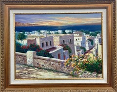Robert Lui „Spring in Mykonos“ Hand Signed Original Oil Greek Islands Art NEW