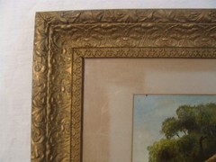 Antique 19C Grist Mill Water Wheel O/B Landscape Painting