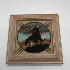 End of the Trail Framed Signed Navajo Sand Painting Sedona