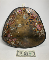 Vintage Original Oil Painting Folk Art Tin Nicho Wall Basket Charles Bode Signed