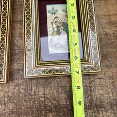 3 Vintage Persian Contryside Resin Painte Wood Enamel Inlaid Star Design Frame