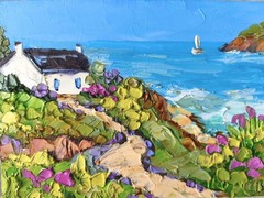 Original Oil Painting Irish Landscape Impasto Small Art Canvas board 5x7in
