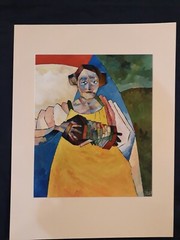 Russian Impressionism painting.Signed Petr Nemchinov. Woman with accordion. 2016