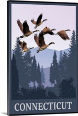 Connecticut Geese Flying Art Giclee Art Prints Travel Poster or Canvas to 24×36