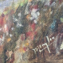 Cottage Country Lane Orig. Painting Fence Autumn Trees 9 x 12″ Unframed Board