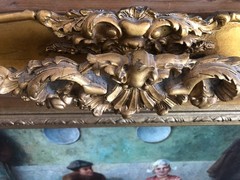 19th Century Oil Painting in Ornate Gold Frame Interior Scene Dutch School 39×33