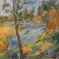 Art Orig. Oil Painting by RM Mortensen „Essence“ Lake Impressionism 12 x 12″