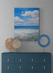 Large Original Ocean Beach Painting On Canvas by Kanayo Ede