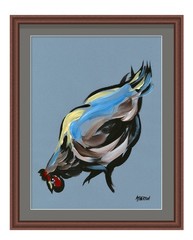 Atherton 9×12 Original Abstract Minimalist Chicken Painting „Hen 4“ hand signed