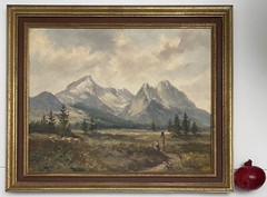 Max Heichele Antique Early Farmer Hunter Figure Impressionism Landscape Painting