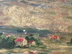 Early 20th French Impressionism – Antique Oil Painting – Study Stormy Landscape