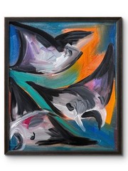 OCEAN STINGRAY 8X10 ABSTRACT ANIMAL ORIGINAL ART MODERN HOME