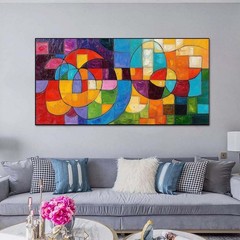 Modern Texture Blue Abstract Hand Painted Oil Painting on Canvas Home Decor