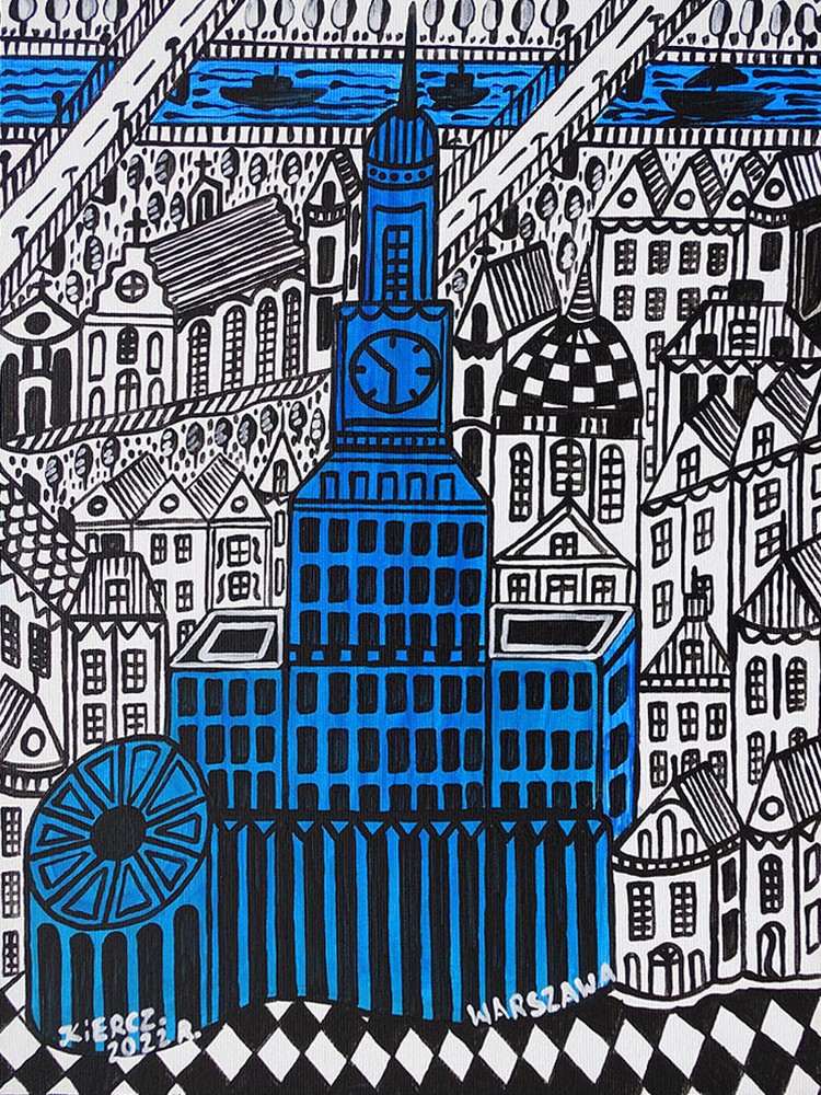 Warszawa Warsaw Cityscape City Colorful Art Oil Painting Modernist Jacek Kiercz