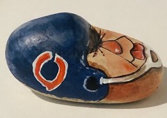 Hand painted rock art Chicago Bears signed 2 1/2 X 1