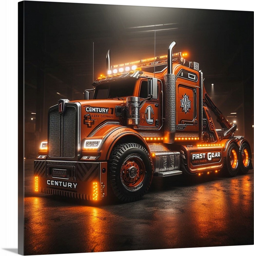 Fantasy Semi Truck Painting Tow Truck Art Galley Canvas Wrap Wall Art