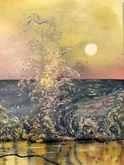 Unique Original Oil 18x24x1&3/8 Beach Landscape  Waves  „Splash“