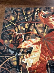 OOAK Paint By Number Wolf Painting Animal Among Birches Fall Leaves 11” X 14”