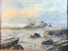 Seascape Crashing Waves,Oil Canvas Board,OOAK,Original