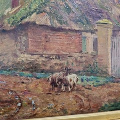 Gabriel Thompson (British, 1861-1935) Antique French Landscape Oil Painting Gilt