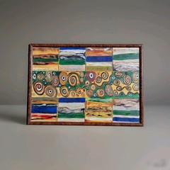 Gustave Klint Style Abstract Oil Painting Framed Vintage Color Art 1940-1960