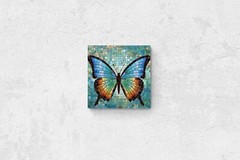 Butterfly Art Painting Mosaic, Colorful Rainbow Pattern Animal Nature Canvas