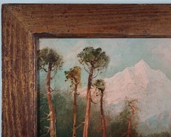 Antique Original D.A Fisher Oil Painting White Mountain Riverside Listed Artist