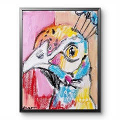 Aleph Original Peacock 8×10 Contemporary Expressionist Wall Art Painting Canvas