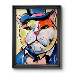 Aleph Original Cat Painting 16×12 Abstract Expressionist Canvas Wall Art Decor
