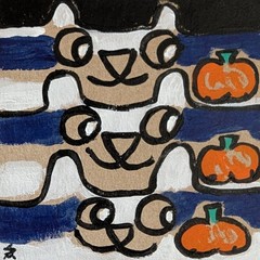 Cat Painting Original Collectible Halloween Cardboard Folk Art Samantha McLean
