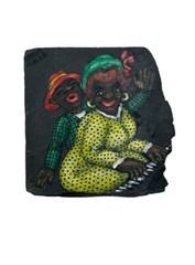 2 Vtg Hand Painted Roof Slate Art New Orleans signed Otela N.O.L.A.