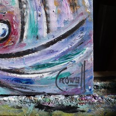 A WINDY DAY card panel original abstract original 8×10 oil painting by Crowell