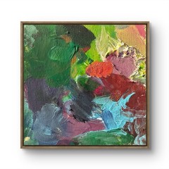 PORTIA Original Palette Blue Spikey Blob Abstract 15cm Canvas Panel Painting
