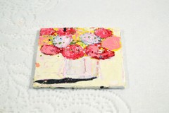 Roses Flower Painting 4×4 Mini Original Floral Art Miz Katie