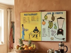 Vintage Handpainted Restaurant Menu Sign African Folk Art Signed Abdoulaye Gumar