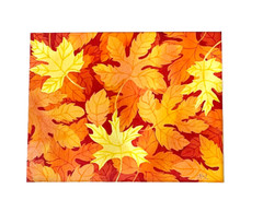 PAINTING WATERCOLOR ORGINAL ART LEAVES AUTUMN FALL ORANGE YELLOW 11X14 MAT 16X20