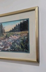 Vintage Fork Laramie National Park Pastel Painting, Gold Framed Wall Art Set