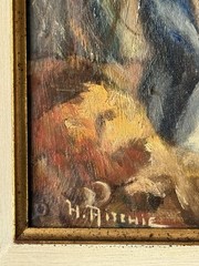 HELEN RITCHIE HEGNAUER ANTIQUE LANDSCAPE OIL PAINTING VINTAGE WPA MEN 1930s