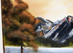 14″ Oil Painting Canvas Lea Mikel Summer Mountainscape Amazing River Art #6