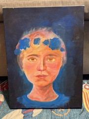 Expressive Contemporary Figurative Portrait Acrylic Painting On Canvas Blue