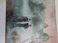 Original Watercolor Art “ SALSBURY“ by Susan Huey 1993 Framed 12″×9.5″