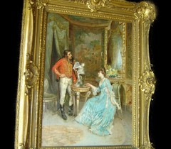 Antique Important Large Italian Oil Painting Signed Ettore Simonetti Rome C.1890