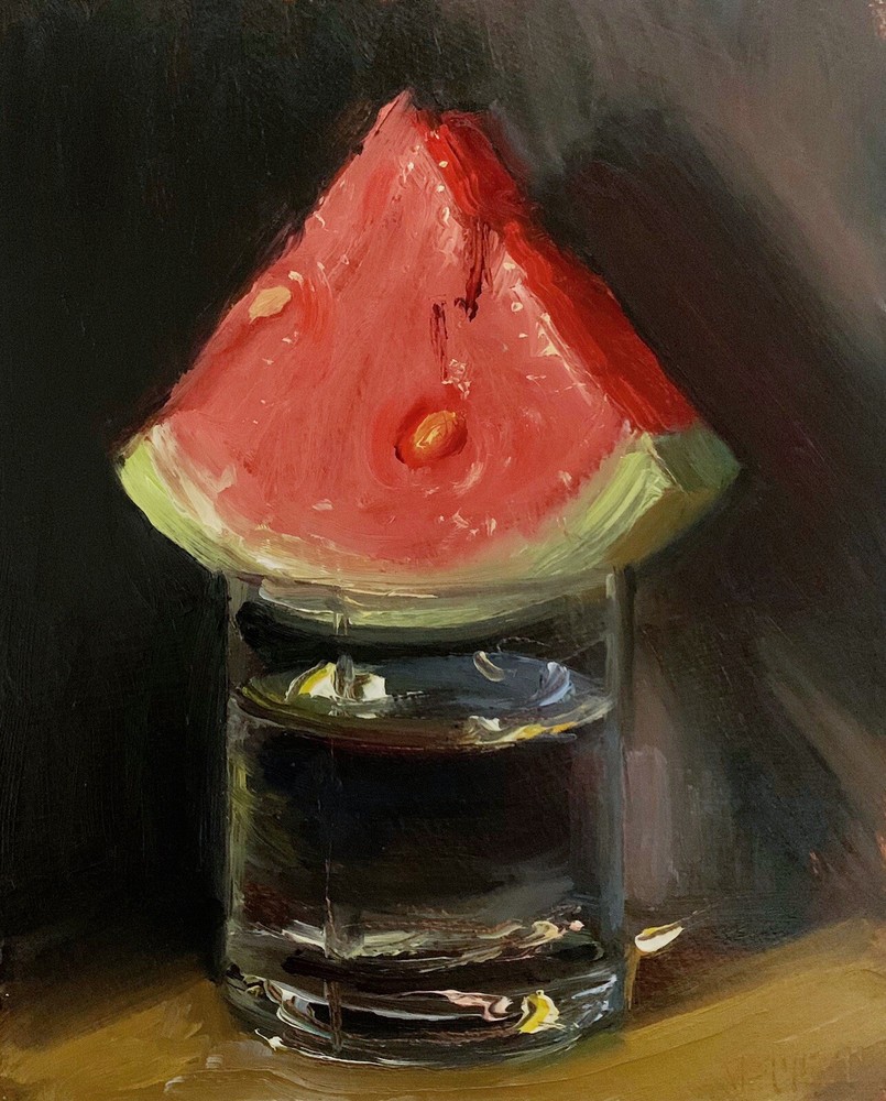 Watermelon & Glass NOAH VERRIER Still life oil painting, Contemporary art print
