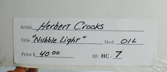 Oil on Canvas Lighthouse on the Ocean by Herbert Crooks Sealed 6.75 x 4.75 in