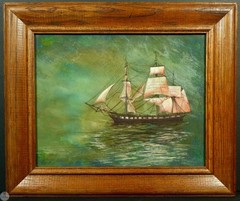 Vintage Seascape Marine Acrylic Painting „Fog Ahead“ By George L. Fredricks