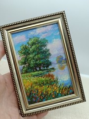 Summer Nature Oil Painting Original Art Rural Landscape 4 x 6 in