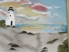 original Art signed lighthouse landscape
