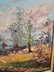 Morris Katz Signed Vintage Oil On Board Painting Flying Kite Beautiful 44×32 84’